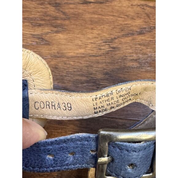 MIZ MOOZ Leather Corra Heeled Ankle Strap Sandals, River Blue, Sz 39 - Picture 11 of 13